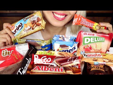 ASMR Eating | Trying Chocolate Candy Bars from Around the World