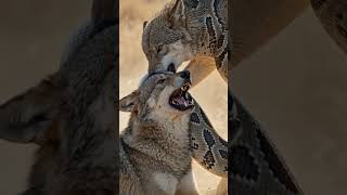 Deadly Showdown: Gray Wolf vs Giant Python in the Wild 🐺🐍 #WildlifeBattle #GrayWolf #PythonAttack