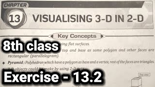 8th class | Maths | 13.Visualising 3-D In 2-D Chapter | Exercise - 13.2 | All sums and problems