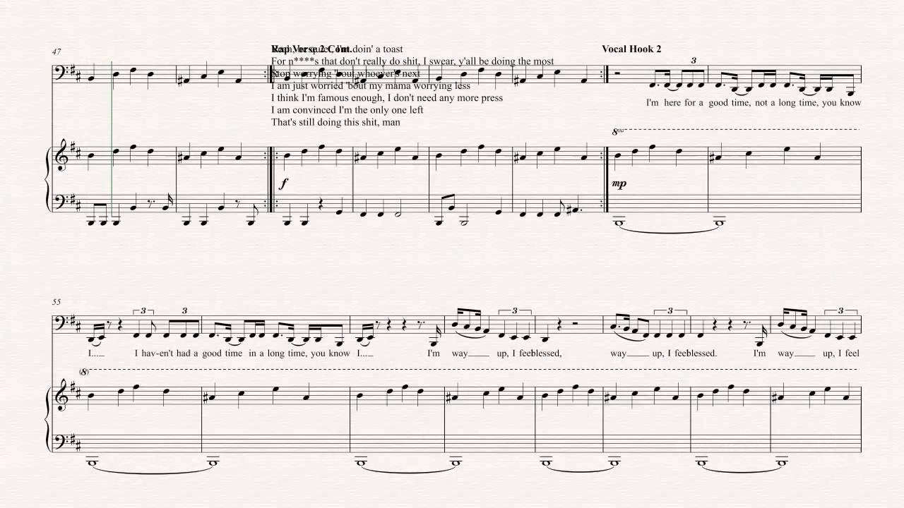 Bassoon Blessings Big Sean Ft Drake Kanye West Sheet Music Chords Vocals Youtube