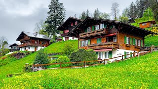Beautiful Rain Walking Tour in Grindelwald 🌧️ Switzerland 4K 🇨🇭