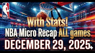 Recap of all NBA games on December 29, 2025 in the regular NBA season.