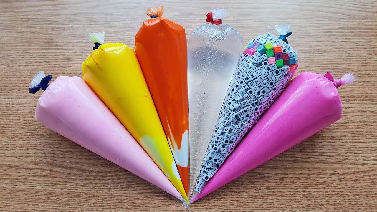 Making slime with Piping Bags - Crunchy Fluffy - YouTube