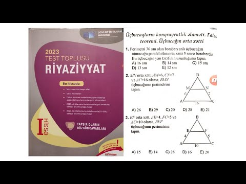 Üçbucaqların konqruyentlik əlaməti.Fales teoremi.Orta xətt.Toplu 2023. #blok ##11cisinif #miq #test