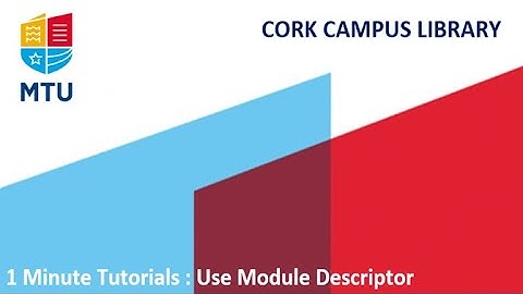 1 Minute Tutorials - Use Module Descriptor