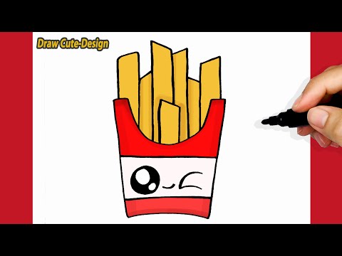 HOW TO DRAW CUTE FRIES ,STEP BY STEP, DRAW Cute things 