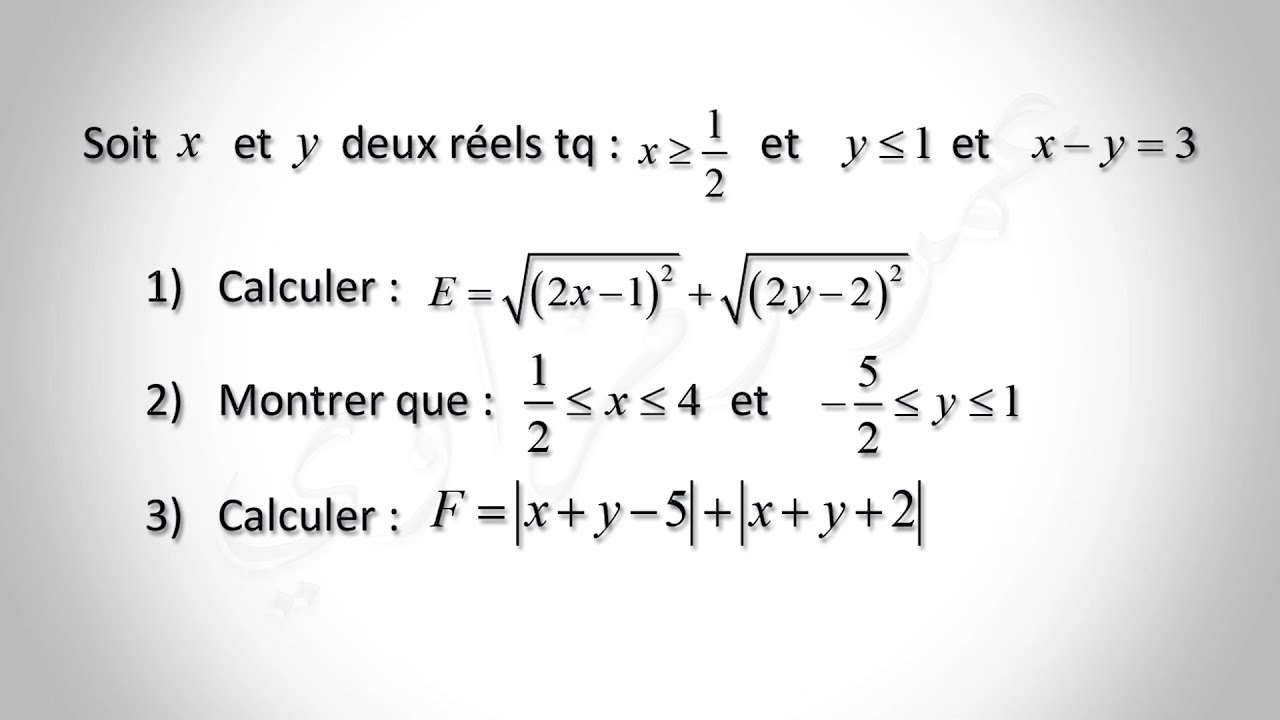 Tronc commun SC ensembles de nombres exo 17 simplification avec valeur absolue