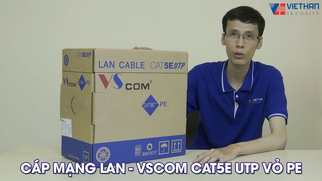 cat5e  2022  Cáp mạng VSCOM CAT5E UTP vỏ PE lõi đồng nguyên chất 100%, chuyên sử dụng ngoài trời, đi âm tường