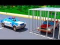 Police car catching the race car for kids police chase with 3d cars in the city cars team cartoons