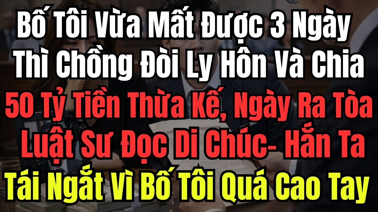 Bố Tôi Vừa Mất Được 3 Ngày Thì Chồng Đòi Ly Hôn Và Chia 50 Tỷ Tiền Thừa Kế, Ngày Ra Tòa Luật Sư Đọc