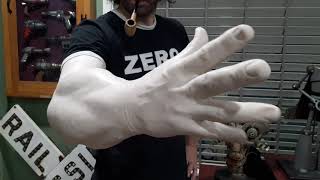 Silicone Popeye arm prosthetics, unpainted articulation test