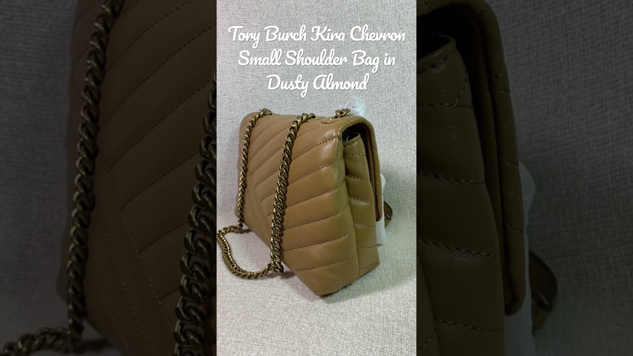 Tory Burch Hb Kira Chevron Tassel Small Flap Shoulder Bag Dusty Almond OS 