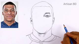 How To Draw Kylian Mbapp Pencil Sketch Portrait / Easy Drawing Tutorial World Cup