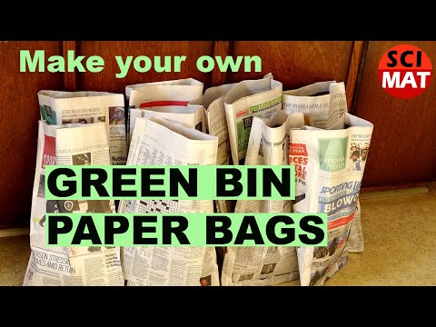 Make your own paper bags for food table scraps to dispose of in green bins simply and inexpensively