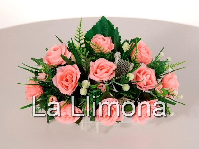 Arreglos florales - Jardinera cerámica rosas artificiales rosadas 19 - La  Llimona 