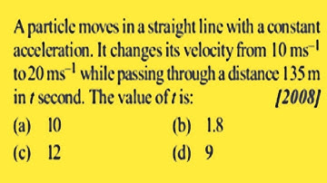 A particle moves in a straight line with a constant acceleration. It changes its velocity from