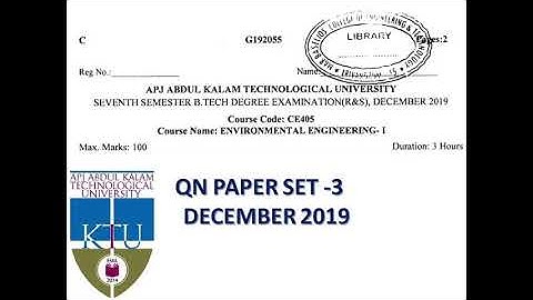 CE405: Environmental Engineering 1- December 2019- KTU solved qn paper