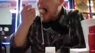 Bill eats a garbage plate