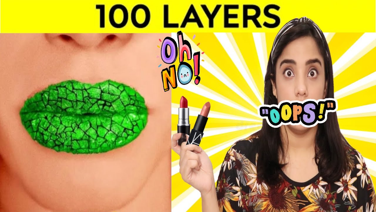 100 LAYERS CHALLENGE || 100 Layers of LIPSTICK || Ultimate 100+ Coats ...