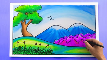 Easy Scenery Drawing | Landscape drawing #shorts