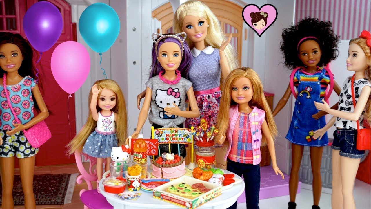 Barbie Doll Surprise Birthday Party - Opening Presents & Supermarket  Shopping - YouTube