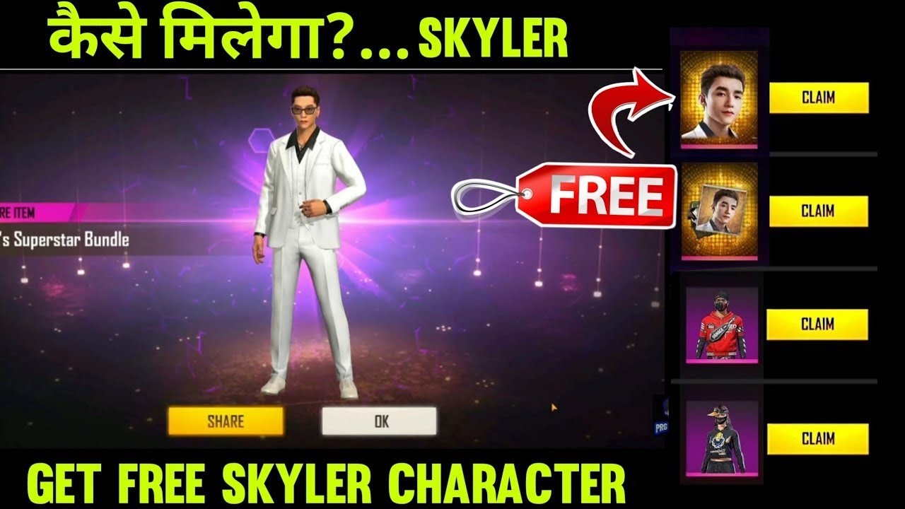 HOW TO GET SKYLER CHARACTER IN FREE FIRE | SKYLER CHARACTER KAISE MILEGA