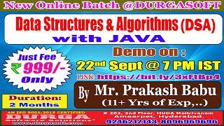 Data Structures & Algorithms (DSA) Online Training @ DURGASOFT screenshot 3