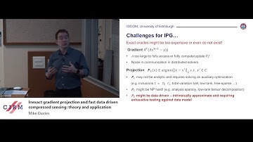 Michael E. Davies: Inexact gradient projection and fast data driven compressed sensing