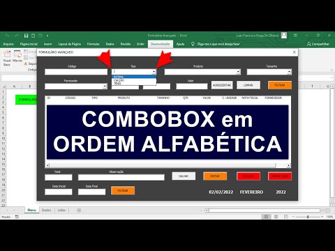 Formulário AVANÇADO no Excel - Classificar Combobox VBA em Ordem Alfabética - Aula 05