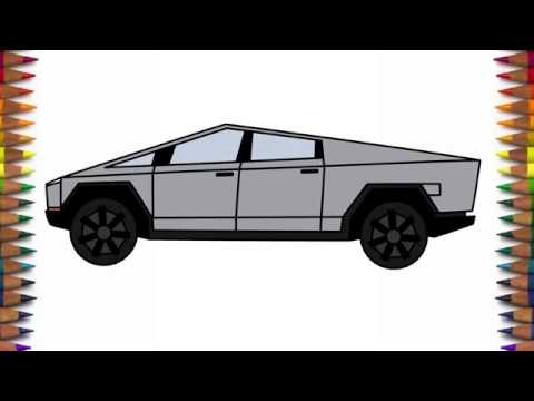 How to draw Tesla Cybertruck side view Pickup Truck