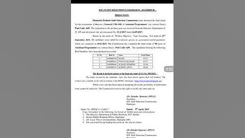 HPSSC ANNOUNCED  FINAL RESULT OF SCREENING TEST-POST CODE -649