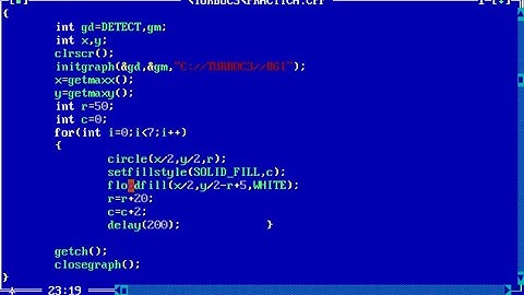 C Graphics : Code for Concentric color circles
