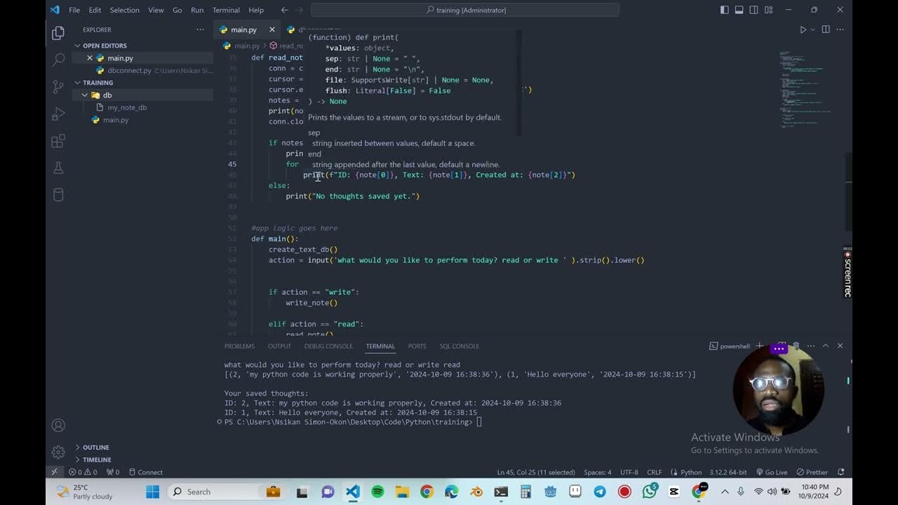 Create a Text App using Python in terminal - YouTube