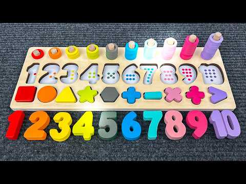 Find the Missing Numbers and Shapes with a Montessori Activity Puzzle | Preschool Toddler Learning