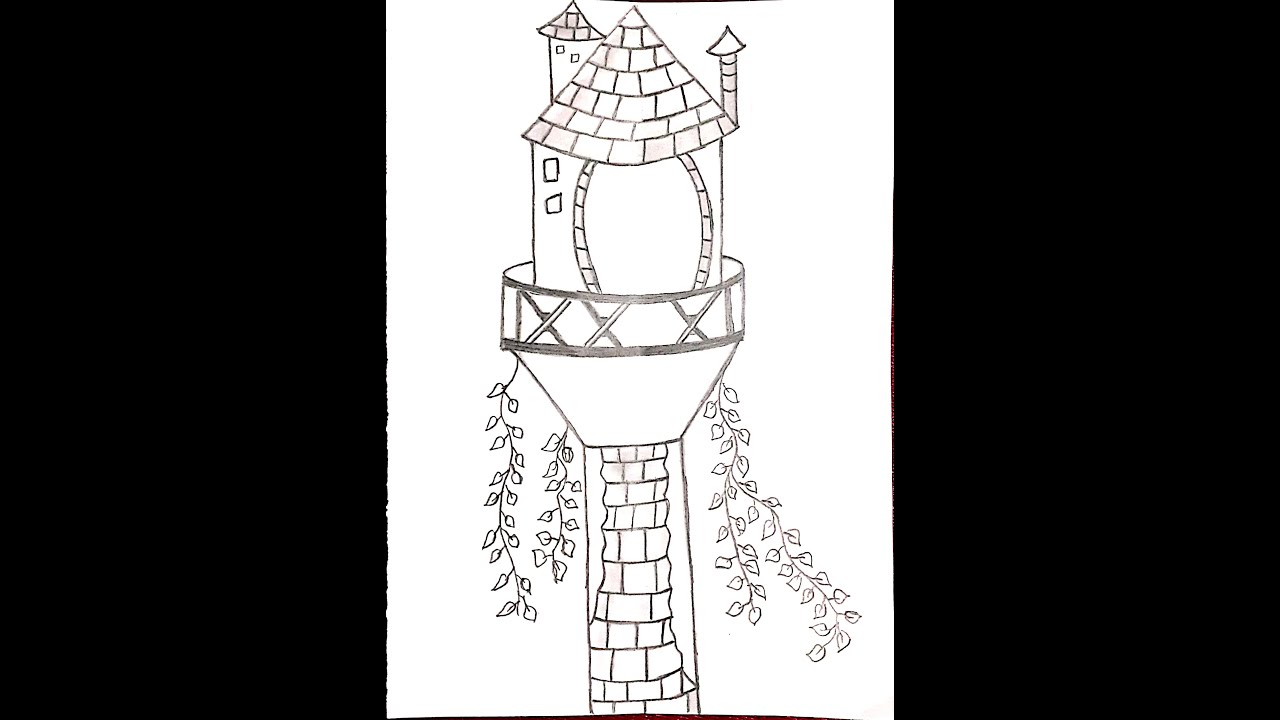 how to draw rapunzel in her tower