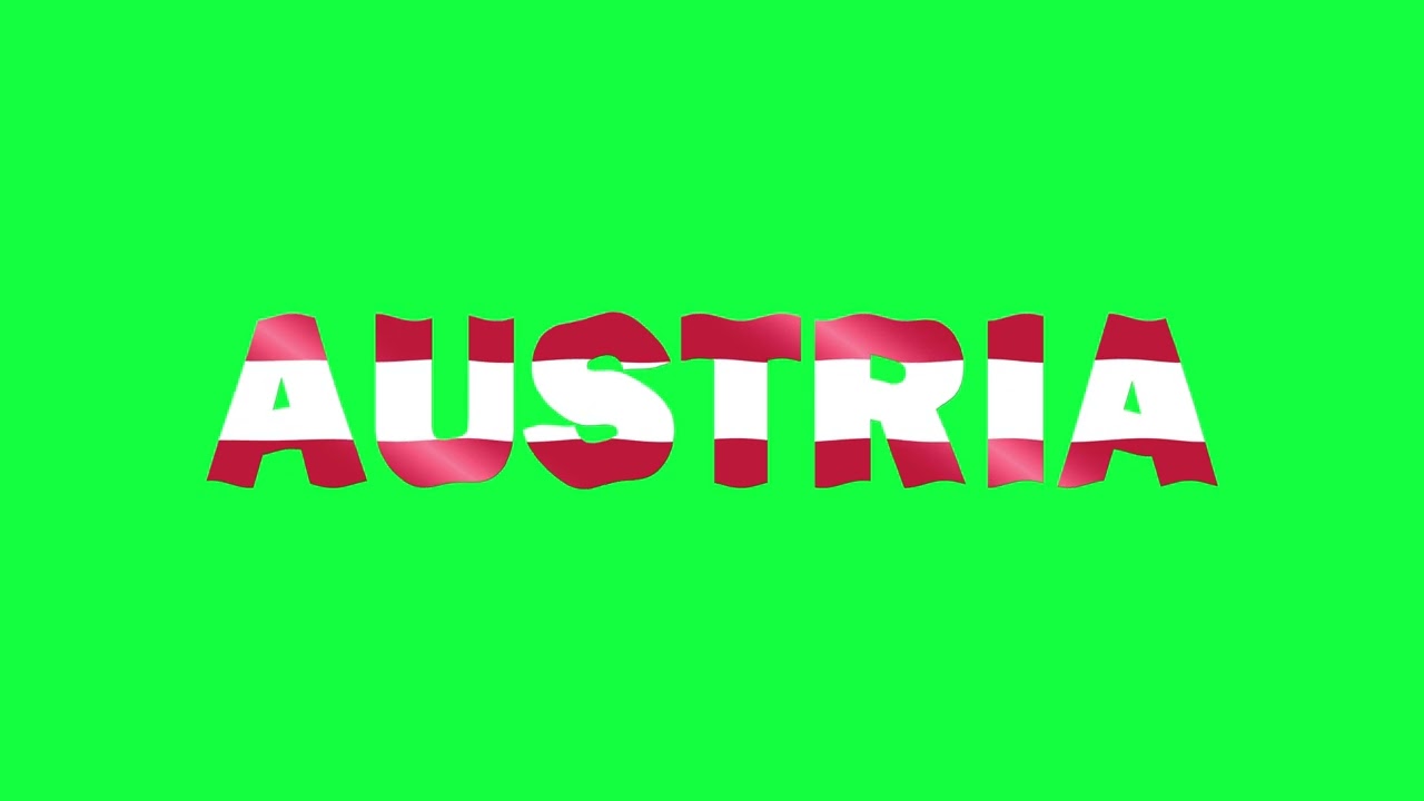 Austria Country Name Text Animation with Waving Flag as a Texture | 4K | FREE TO USE