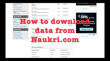 How to download data in excel sheet from Naukri.com(Employer portal)..#Naukri.com