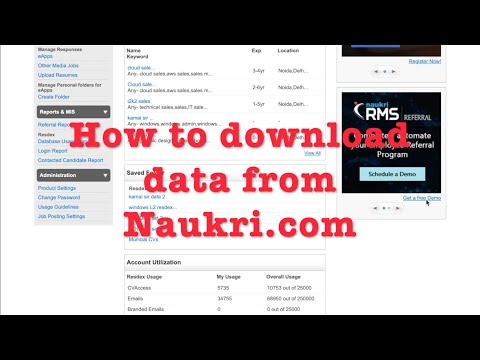 How to download data in excel sheet from Naukri.com(Employer portal)..#Naukri.com