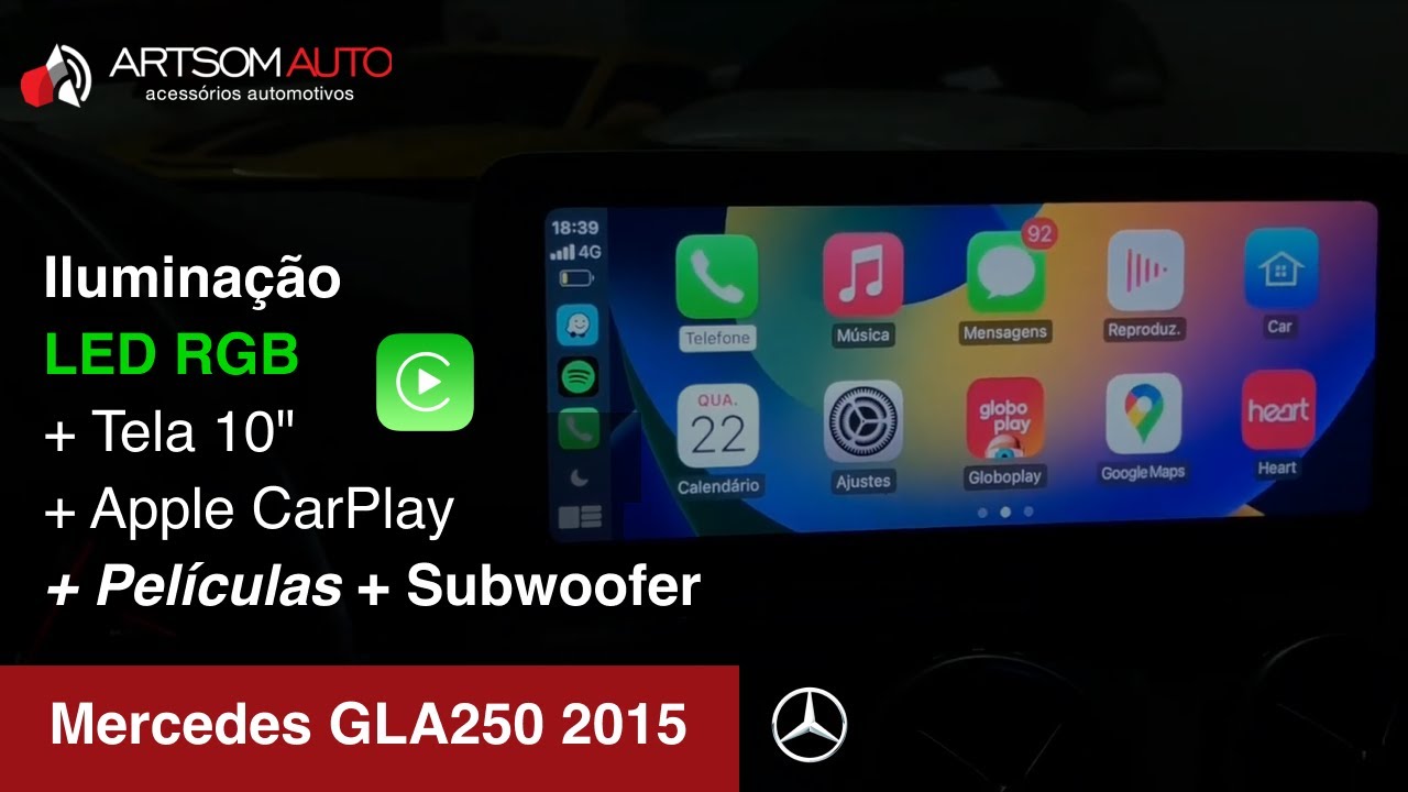 Mercedes-Benz GLA 2015 - Tela de 10" com Apple CarPlay e Android Auto sem fio - ArtsomAuto