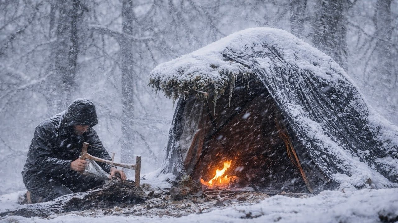 Trapped in a Brutal Snowstorm for 4 Days Alone | Bushcraft Shelter ...