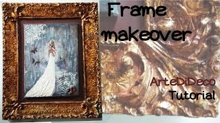 DIY EASY :   Μεταμόρφωση κορνίζας με φύλλο χρυσού!  Makeover frame with gold leaf! !ArteDiDeco [CC]