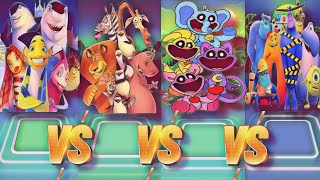 🎮 Sharks Tale VS Madagascar VS Smiling Critters VS Monsters at Work | Tiles Hop