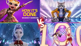 Epic AI Warriors Clash: Coffee Knight vs Rockstar Cat in a Neon Arena Showdown Battle Scene screenshot 3