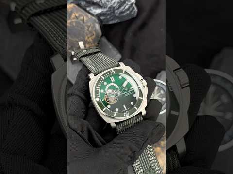 Мужские механические часы Pagani Design PD-1736 Silver-Green с сапфировым стеклом и механизмом SEIKO NH36