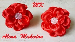 DIY Маленькие, Пышные, Красные Цветы из лент в стиле Канзаши. МК Украшение на резинке. DIY Маленькие, Пышные, Красные Цветы из лент в стиле Канзаши. МК Украшение на резинке.