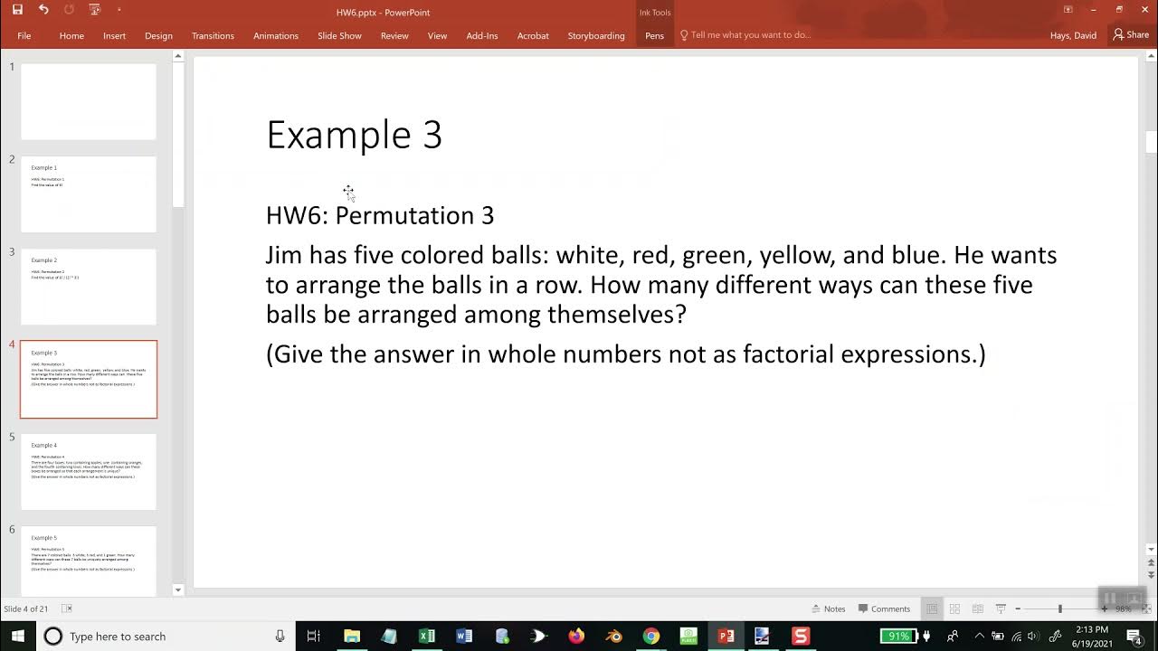 Statistics Combinatorics Homework Unit 5 Example 3 By Excel