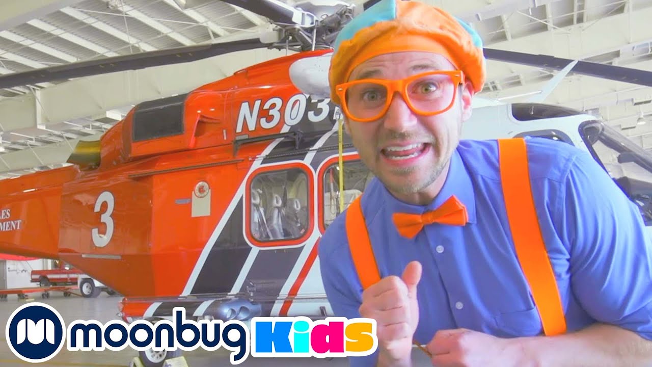 ⁣BLIPPI Explores a Firefighting Helicopter! | Learn | ABC 123 Moonbug Kids | Educational Videos