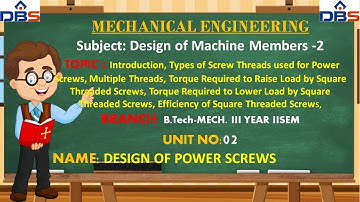 DBS -Branch:Mechanical Year & Sem: III YEAR II SEM Unit No 2 Lesson.5 Name: DESIGN OF POWER SCREWS