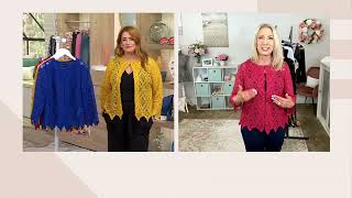 Susan Graver Occasions Scalloped-Edge Lace 3/4-Sleeve Shrug on QVC