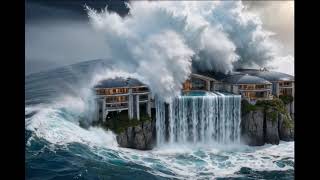 Massive Tsunami DESTROYS Cliffside Mansion | Epic Wave Destruction